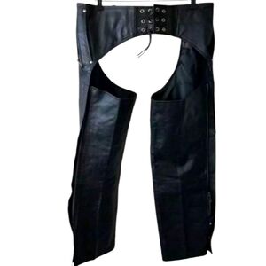 **Not Available*VINTAGE BIKERS CLUB Black Leather All Bicycle Chap Pants Wome…